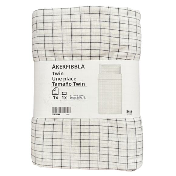 IKEA AKERFIBBLA White & Black Check Twin Duvet Cover & Pillowcase - Picture 1 of 2